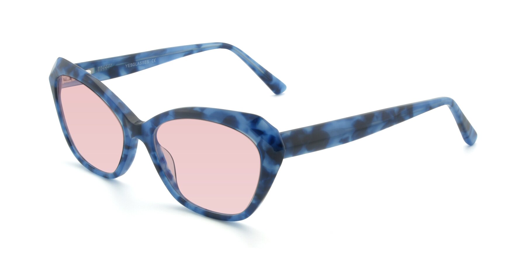 Angle of 17351 in Floral Blue with Light Garnet Tinted Lenses