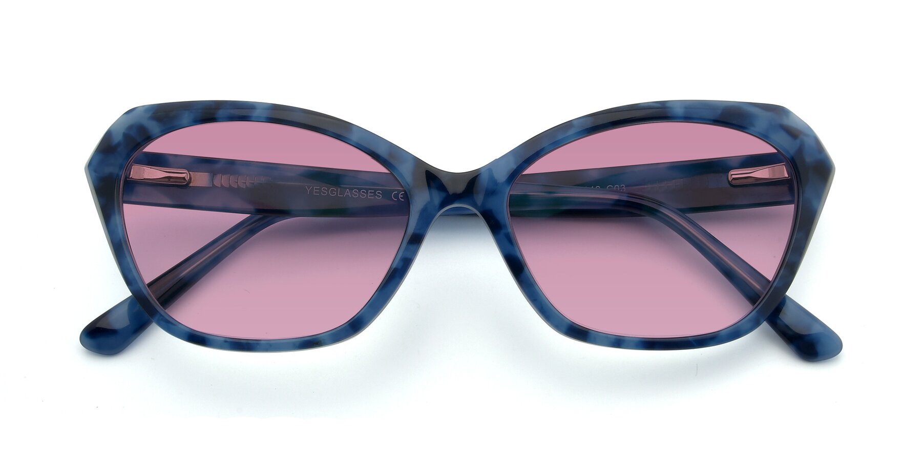 Folded Front of 17351 in Floral Blue with Medium Wine Tinted Lenses