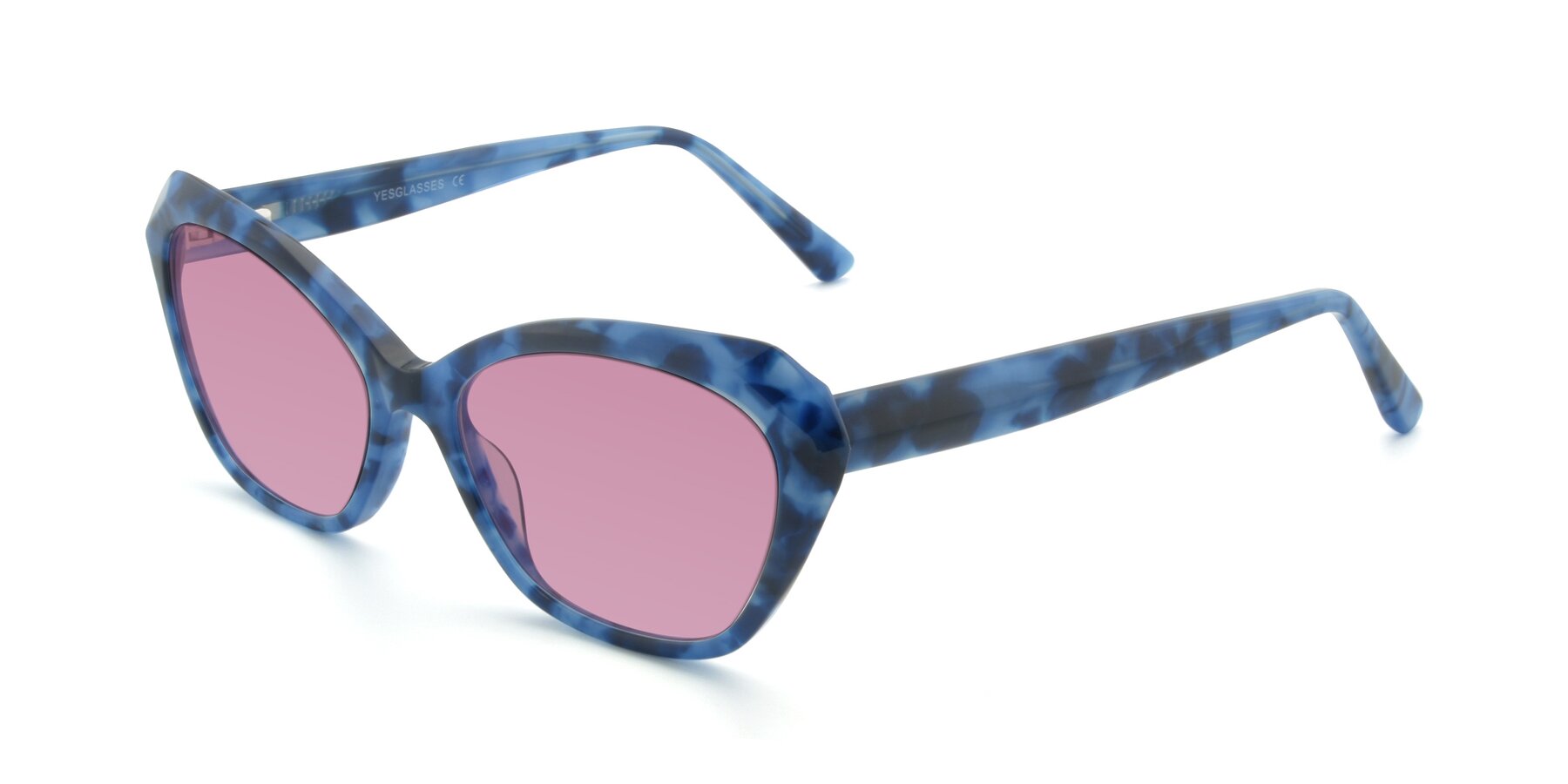 Angle of 17351 in Floral Blue with Medium Wine Tinted Lenses