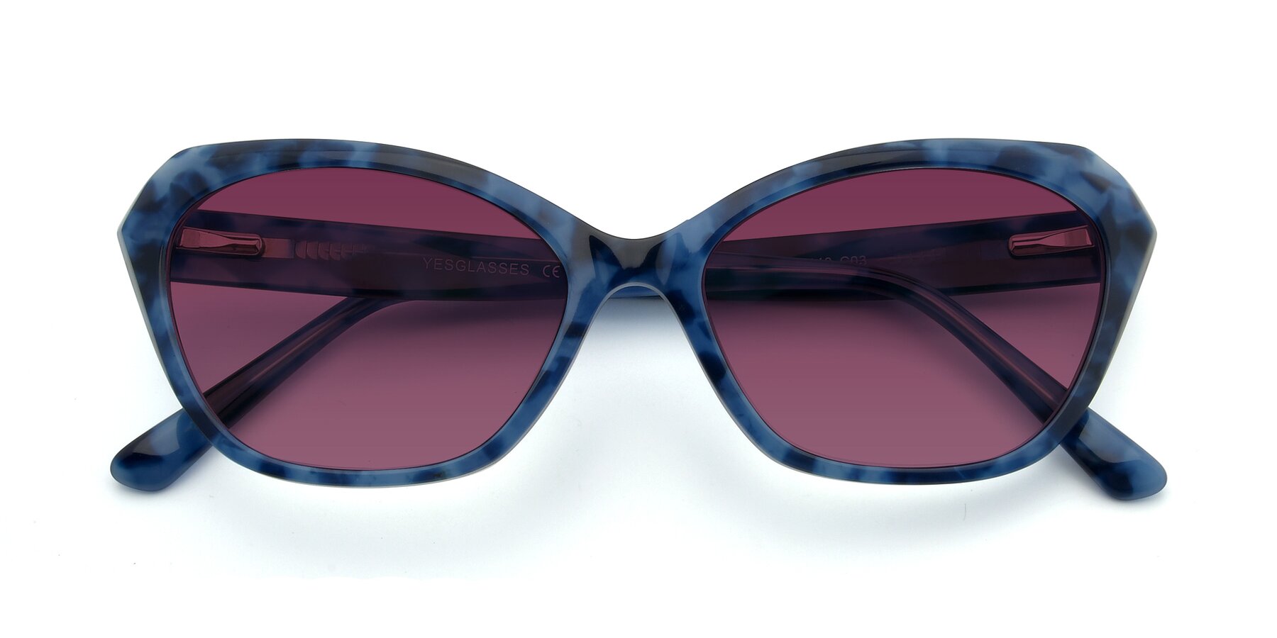 Folded Front of 17351 in Floral Blue with Wine Tinted Lenses