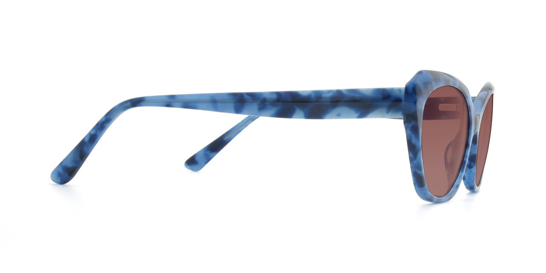 Side of 17351 in Floral Blue with Garnet Tinted Lenses