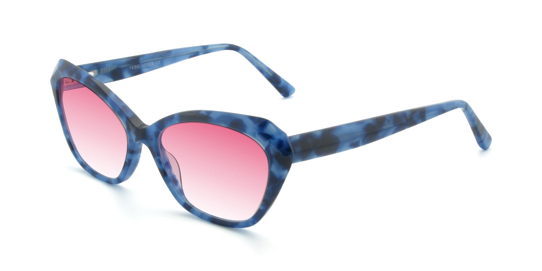 Angle of 17351 in Floral Blue with Pink Gradient Lenses