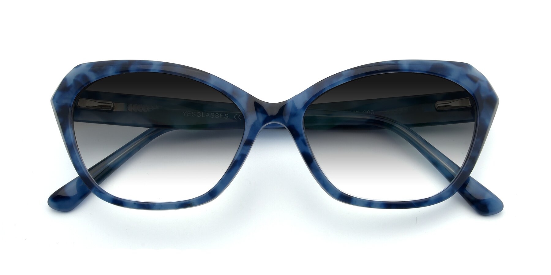 Folded Front of 17351 in Floral Blue with Gray Gradient Lenses