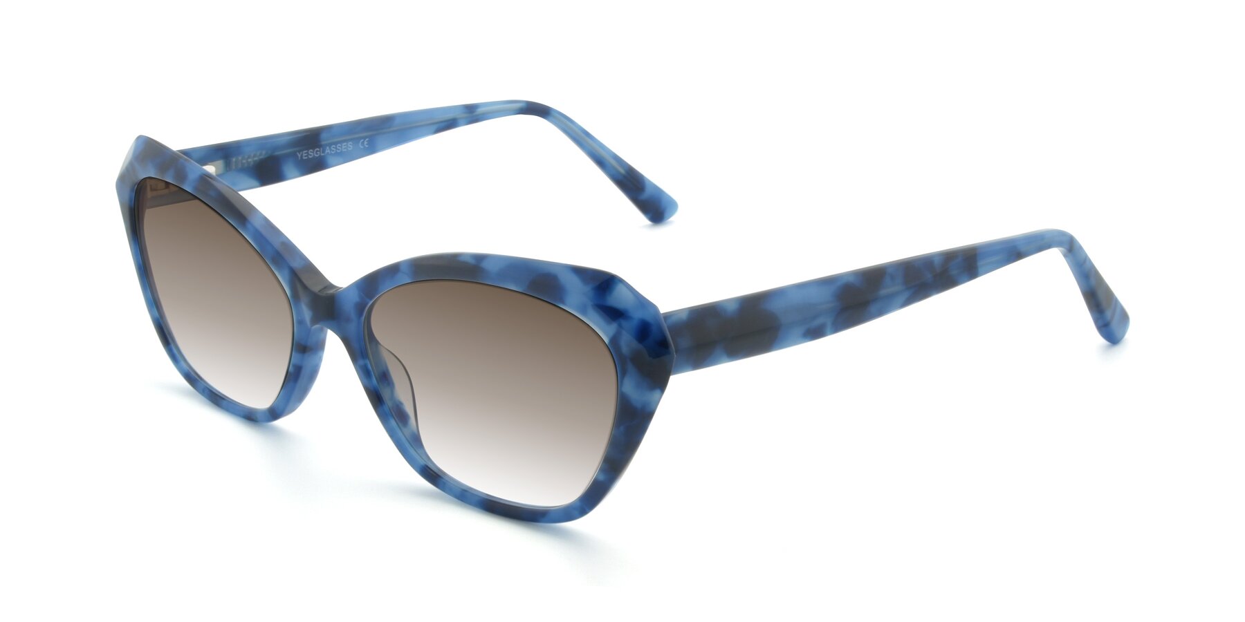 Angle of 17351 in Floral Blue with Brown Gradient Lenses