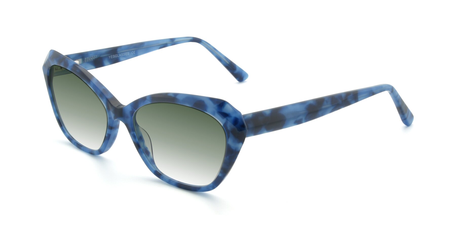 Angle of 17351 in Floral Blue with Green Gradient Lenses