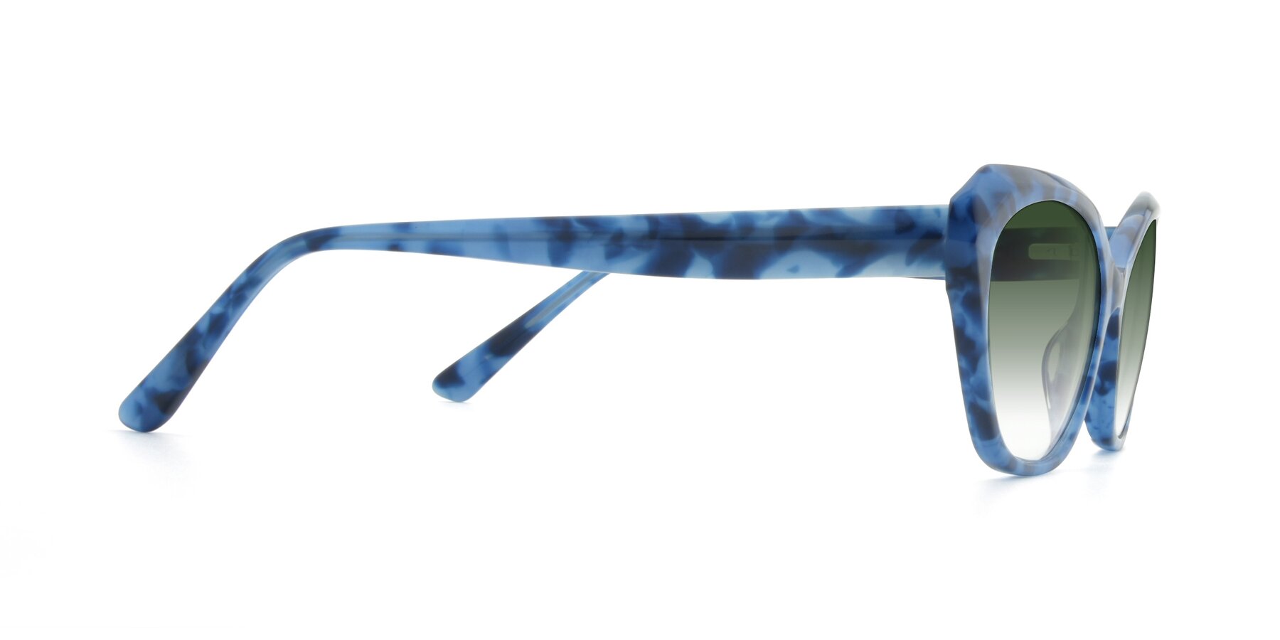 Side of 17351 in Floral Blue with Green Gradient Lenses