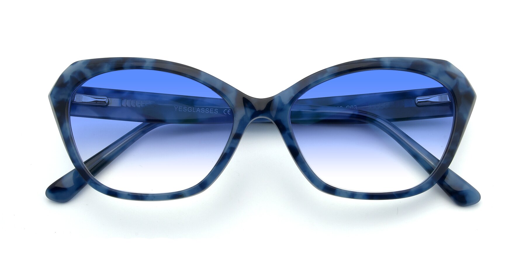 Folded Front of 17351 in Floral Blue with Blue Gradient Lenses