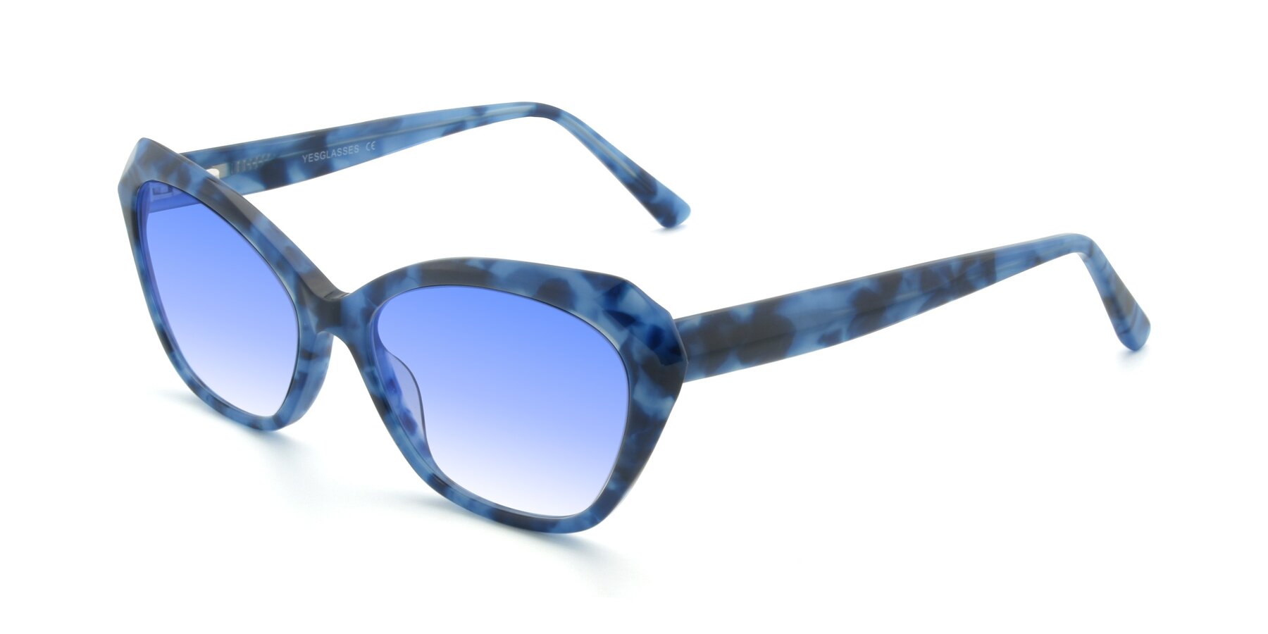 Angle of 17351 in Floral Blue with Blue Gradient Lenses