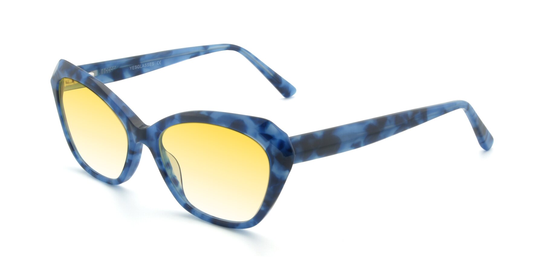 Angle of 17351 in Floral Blue with Yellow Gradient Lenses