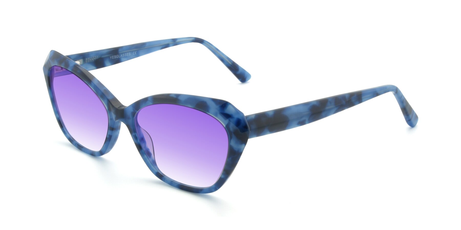 Angle of 17351 in Floral Blue with Purple Gradient Lenses