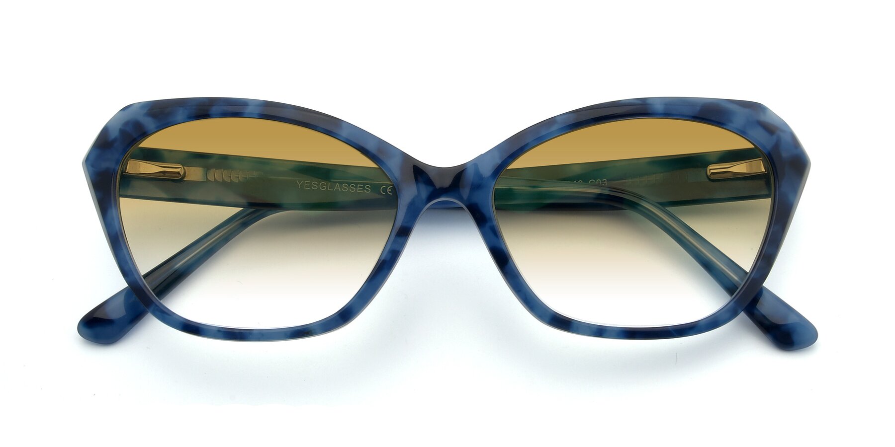 Folded Front of 17351 in Floral Blue with Champagne Gradient Lenses