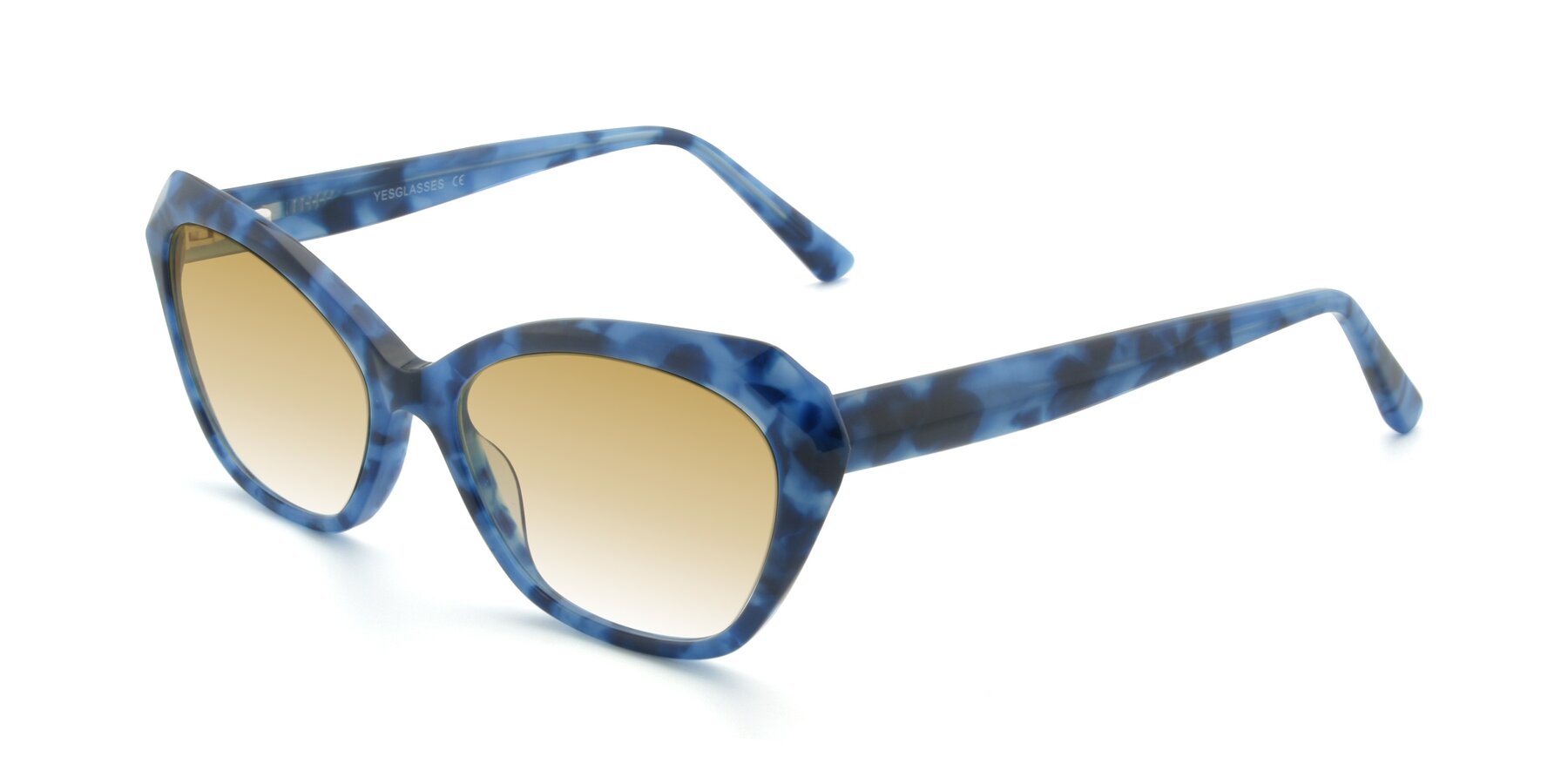 Angle of 17351 in Floral Blue with Champagne Gradient Lenses