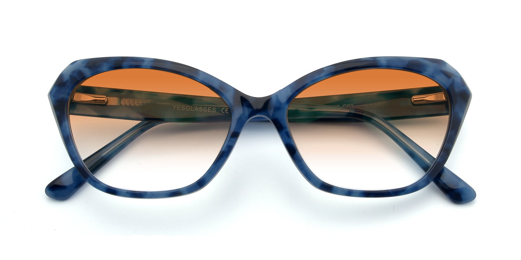Folded Front of 17351 in Floral Blue with Orange Gradient Lenses