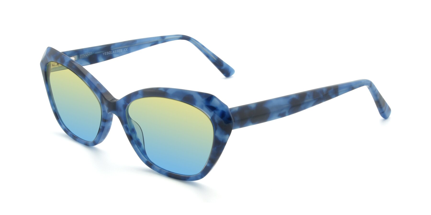 Angle of 17351 in Floral Blue with Yellow / Blue Gradient Lenses