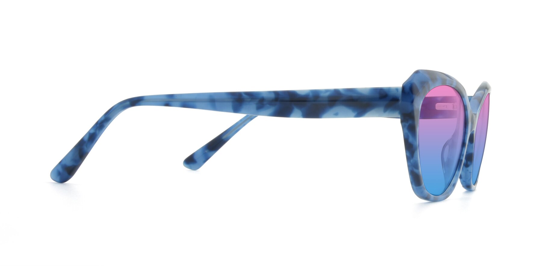 Side of 17351 in Floral Blue with Pink / Blue Gradient Lenses