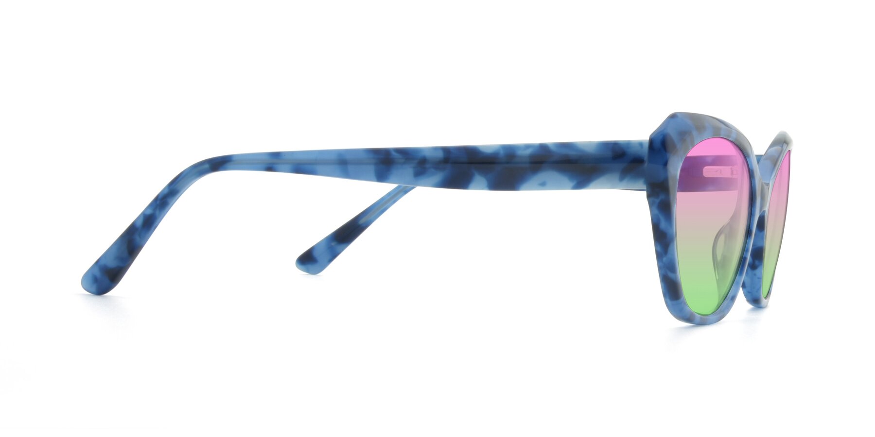 Side of 17351 in Floral Blue with Pink / Green Gradient Lenses