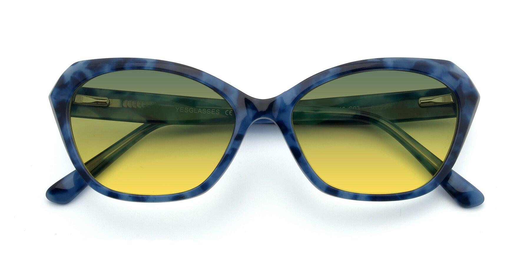 Folded Front of 17351 in Floral Blue with Green / Yellow Gradient Lenses