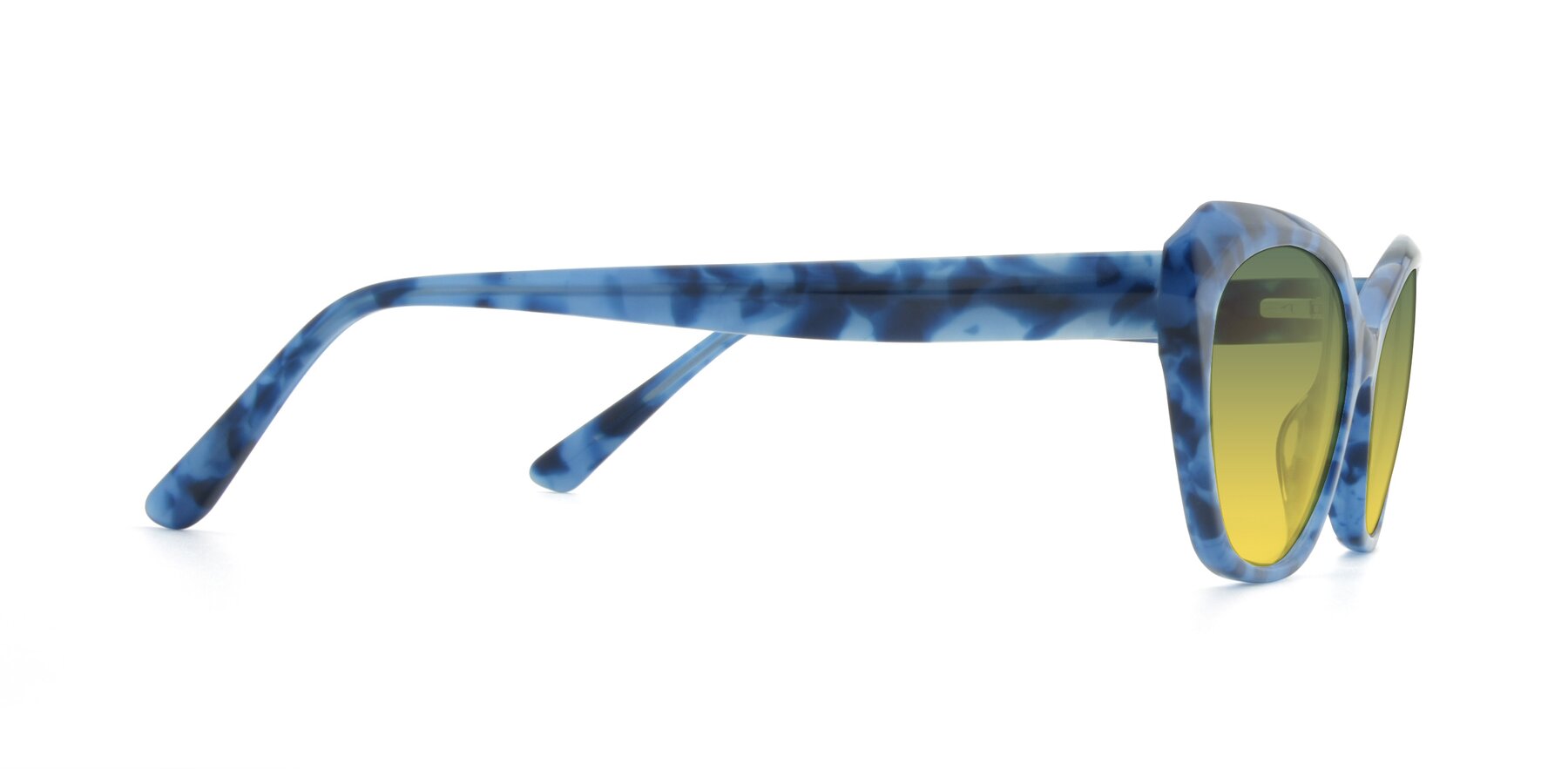 Side of 17351 in Floral Blue with Green / Yellow Gradient Lenses