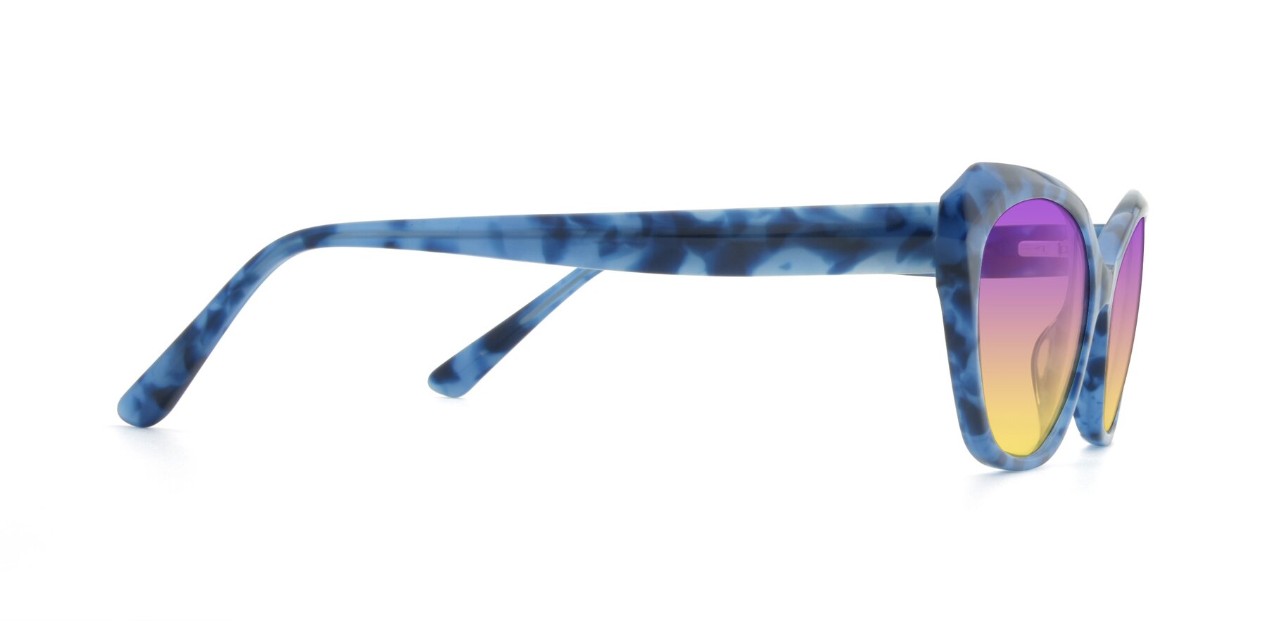 Side of 17351 in Floral Blue with Purple / Yellow Gradient Lenses