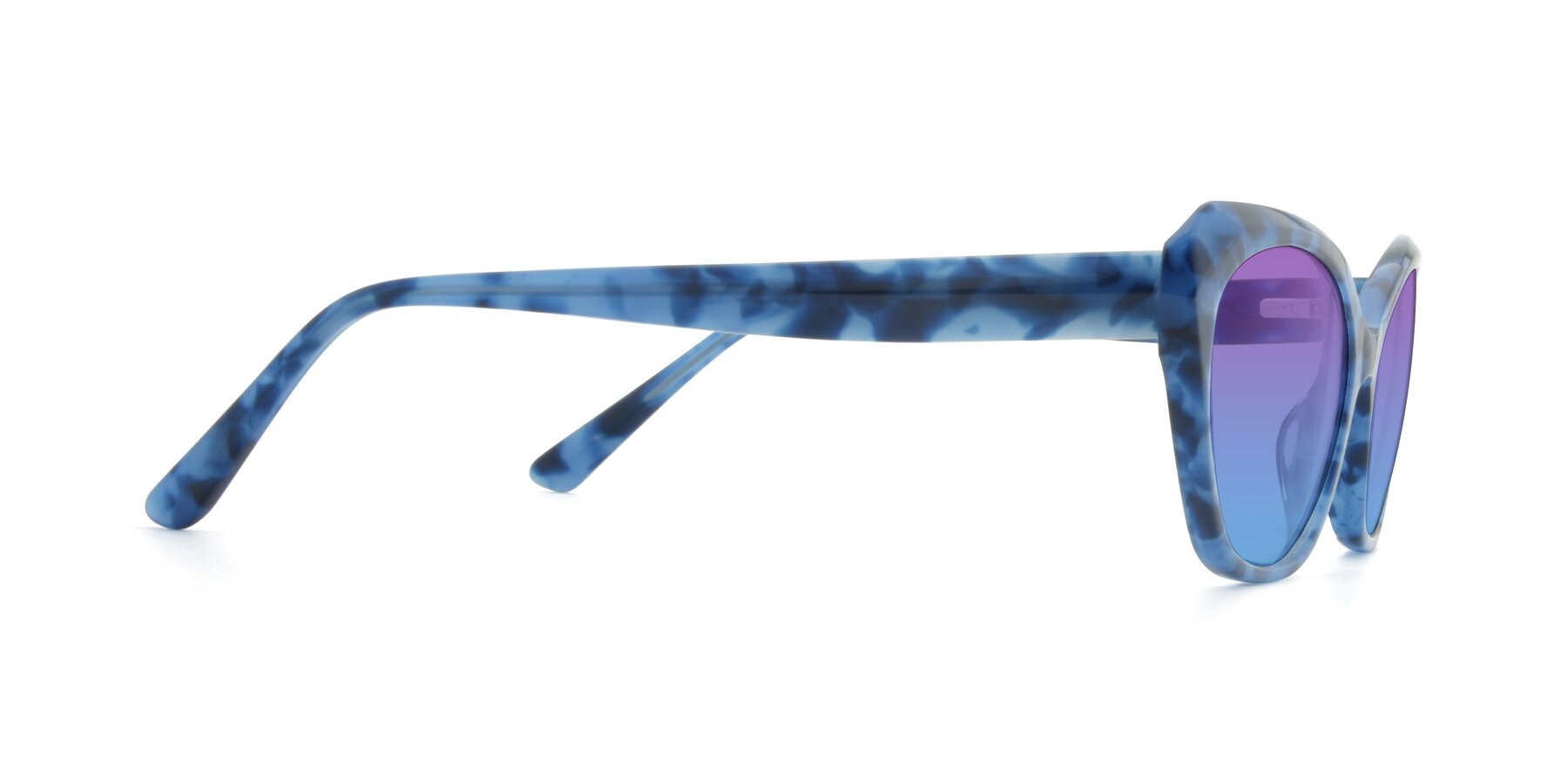Side of 17351 in Floral Blue with Purple / Blue Gradient Lenses