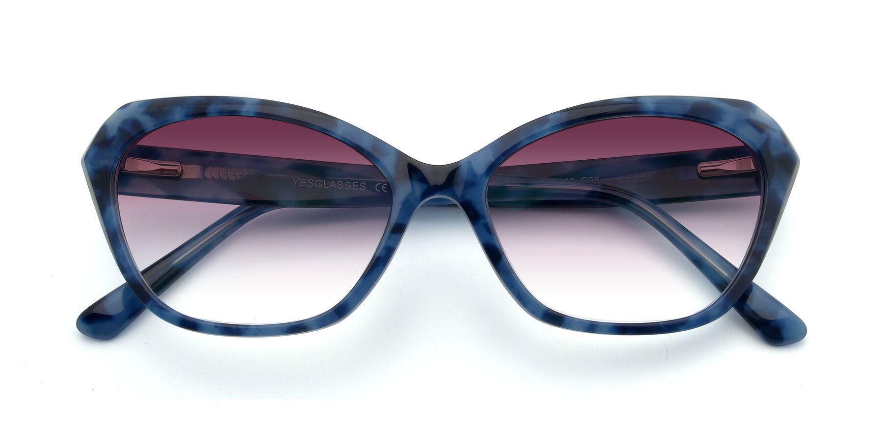 Folded Front of 17351 in Floral Blue with Wine Gradient Lenses