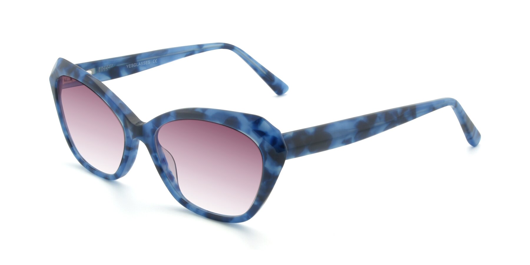 Angle of 17351 in Floral Blue with Wine Gradient Lenses