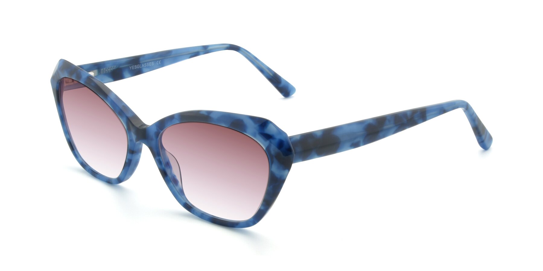 Angle of 17351 in Floral Blue with Garnet Gradient Lenses