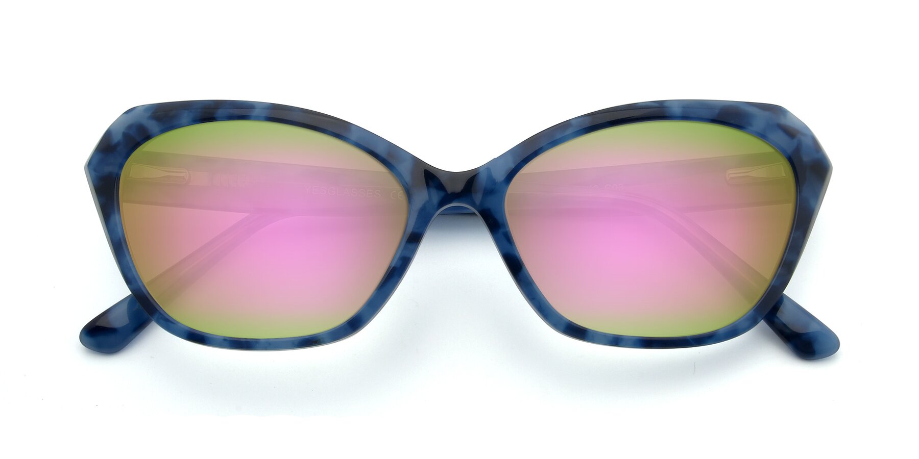 Folded Front of 17351 in Floral Blue with Pink Mirrored Lenses