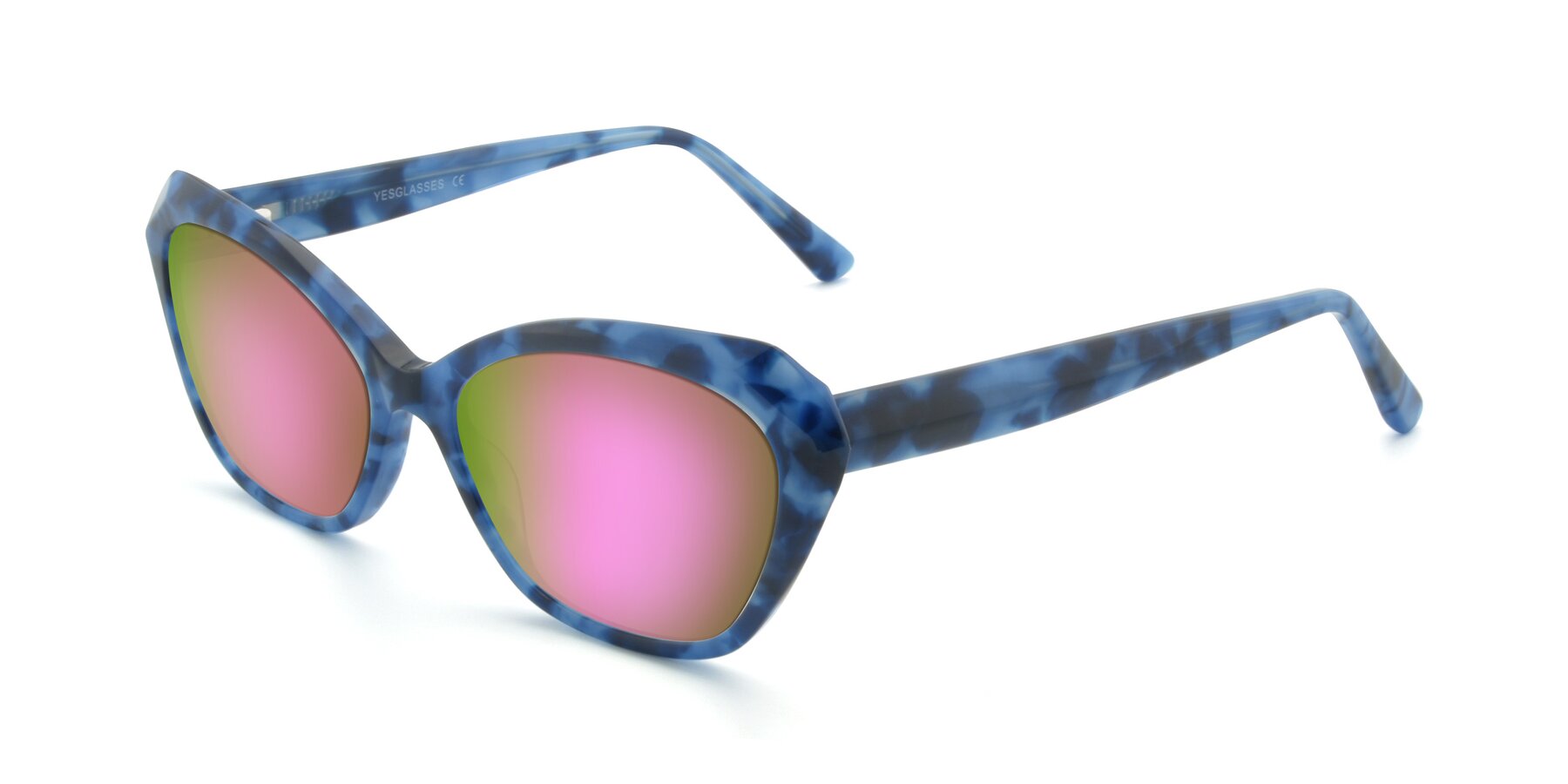 Angle of 17351 in Floral Blue with Pink Mirrored Lenses