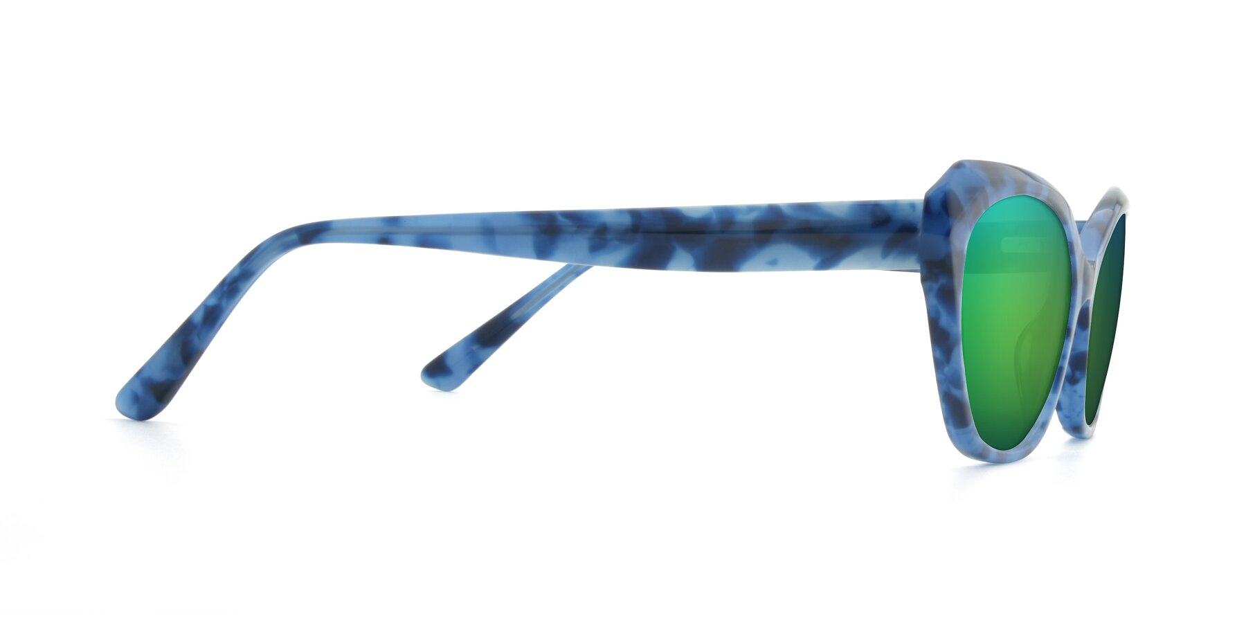 Side of 17351 in Floral Blue with Green Mirrored Lenses