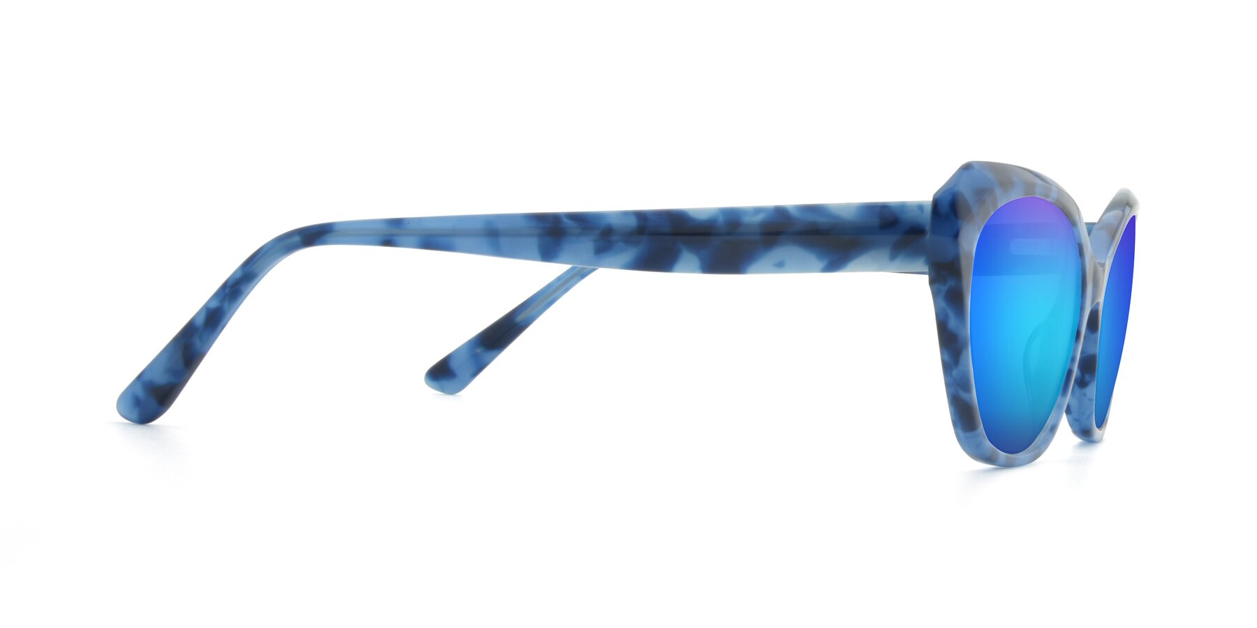 Side of 17351 in Floral Blue with Blue Mirrored Lenses