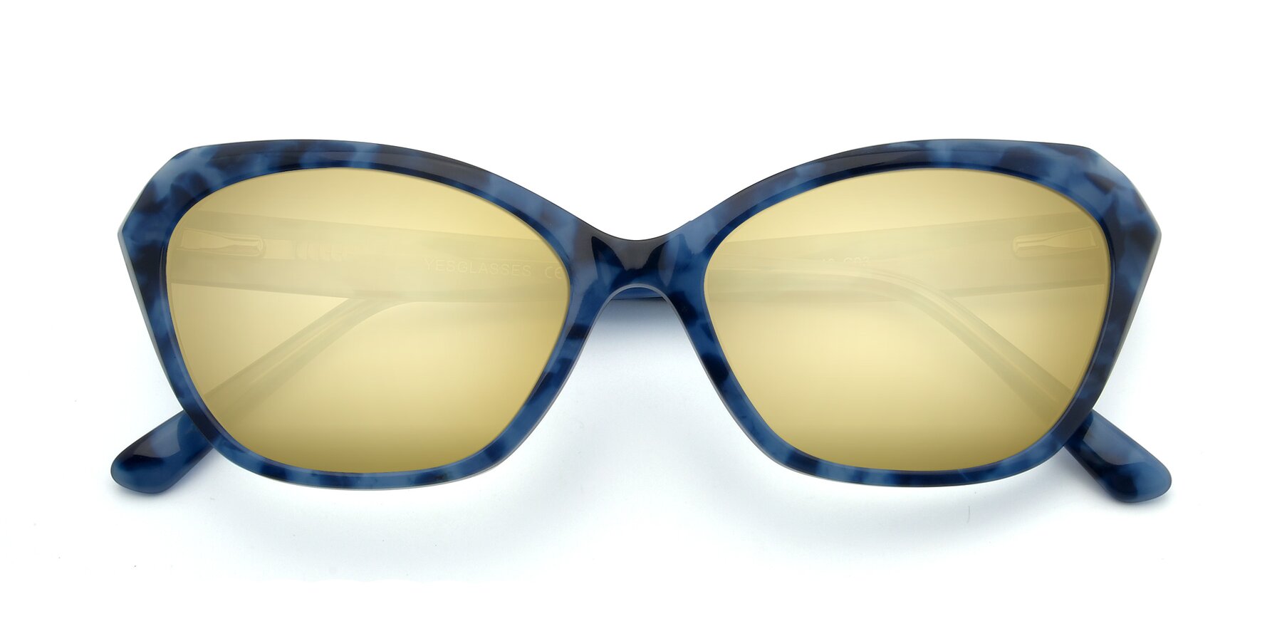 Folded Front of 17351 in Floral Blue with Gold Mirrored Lenses