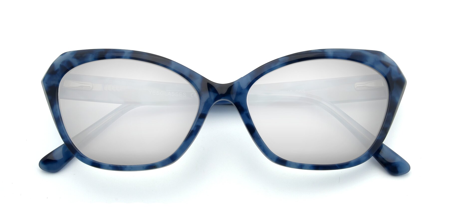 Folded Front of 17351 in Floral Blue with Silver Mirrored Lenses