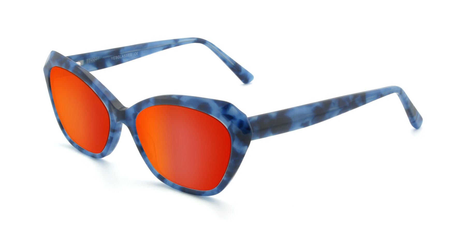 Angle of 17351 in Floral Blue with Red Gold Mirrored Lenses