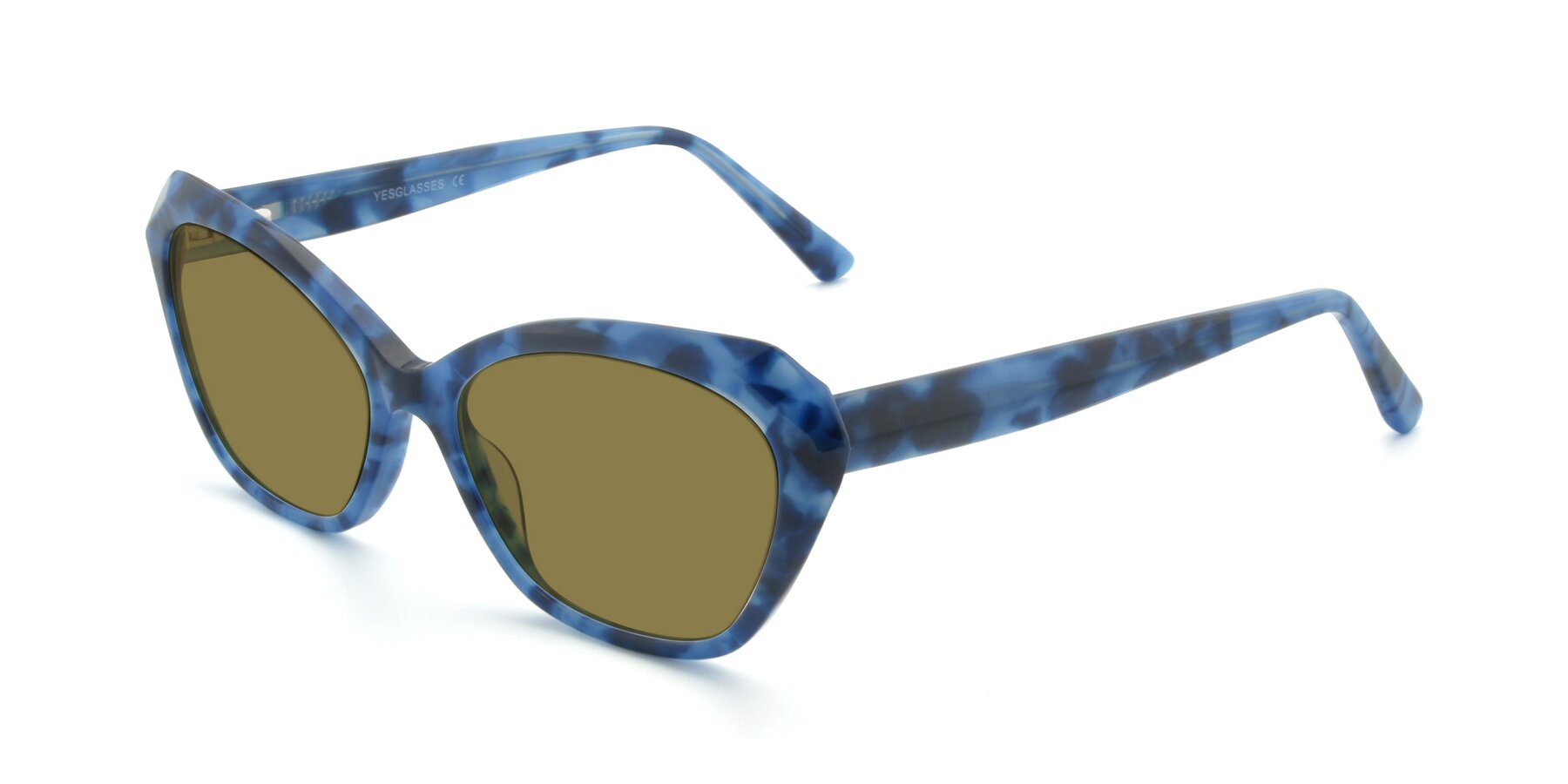 Angle of 17351 in Floral Blue with Brown Polarized Lenses