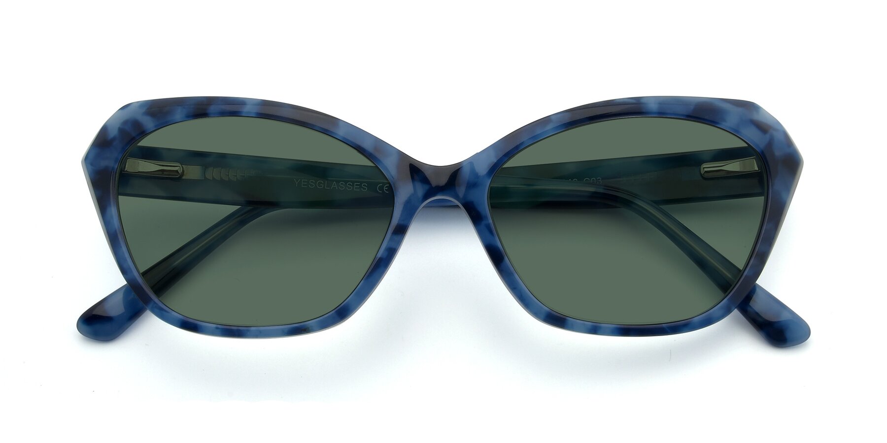 Folded Front of 17351 in Floral Blue with Green Polarized Lenses