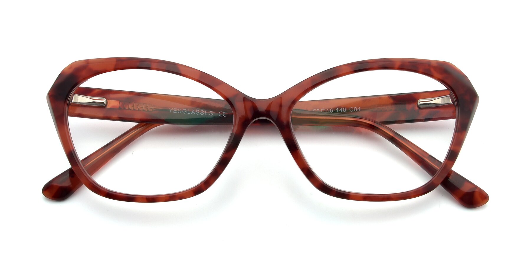 View of 17351 in Floral Red with Clear Reading Eyeglass Lenses