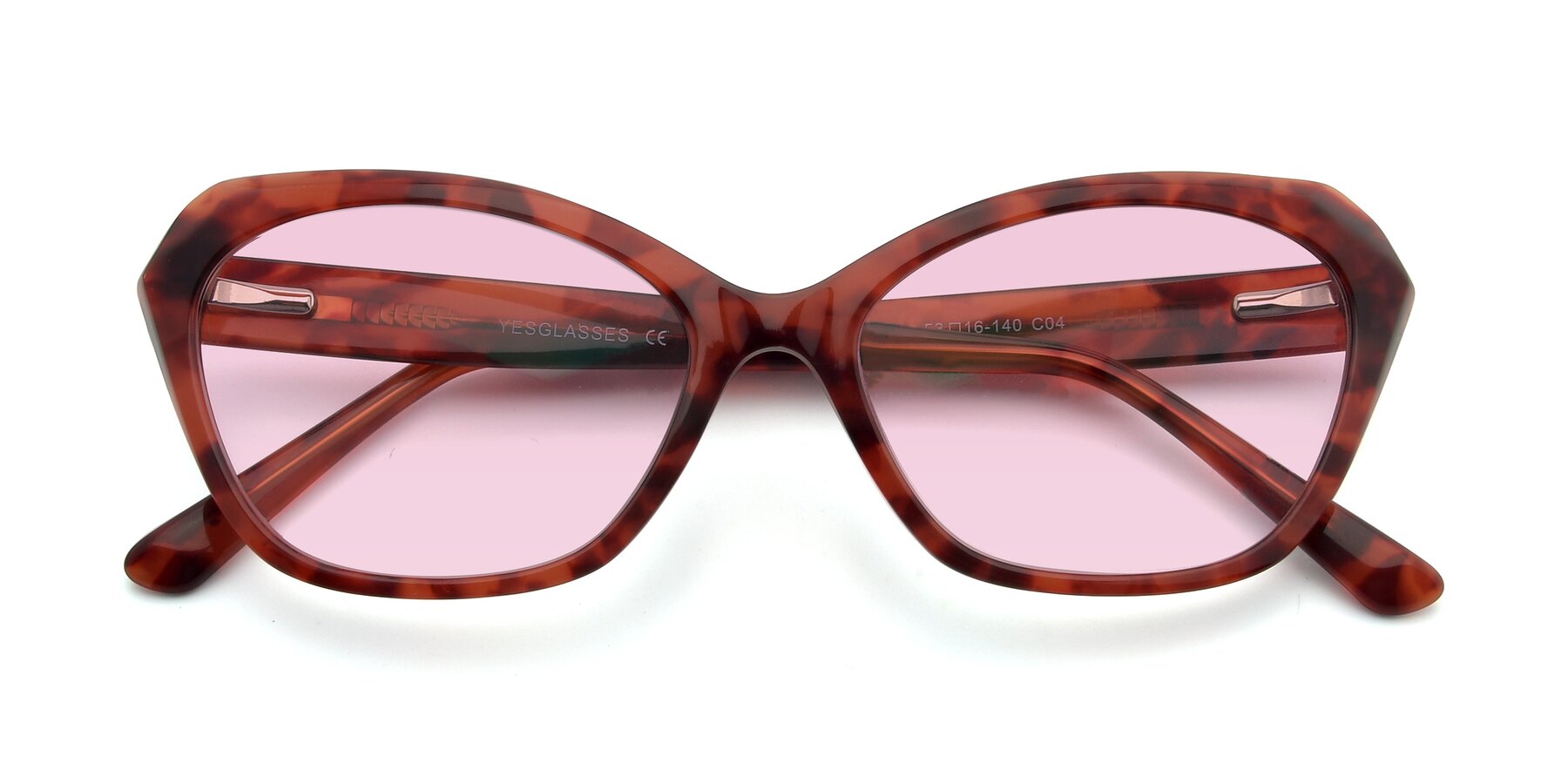 Folded Front of 17351 in Floral Red with Light Pink Tinted Lenses