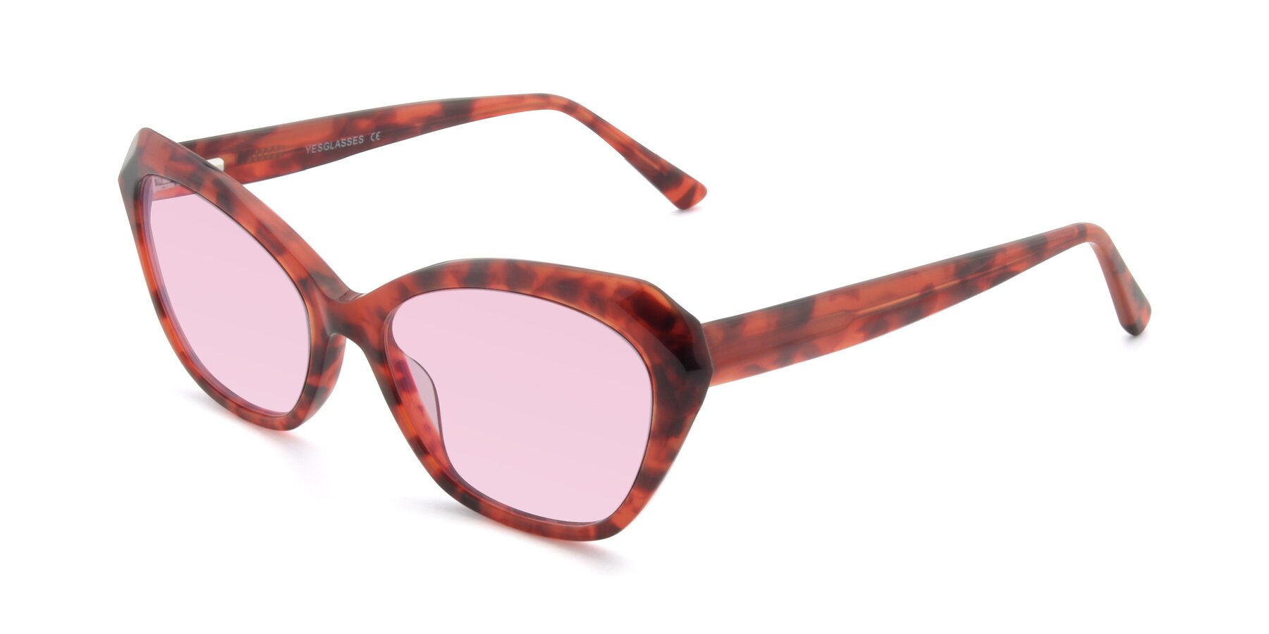 Angle of 17351 in Floral Red with Light Pink Tinted Lenses