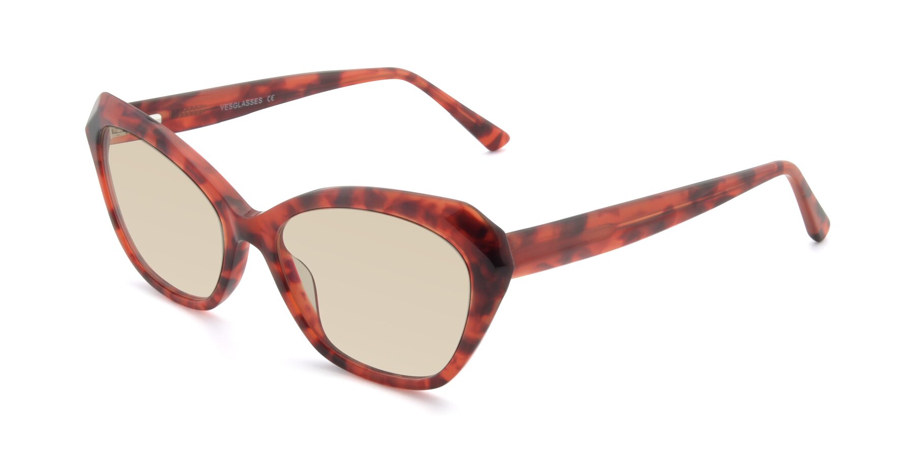 Angle of 17351 in Floral Red with Light Brown Tinted Lenses