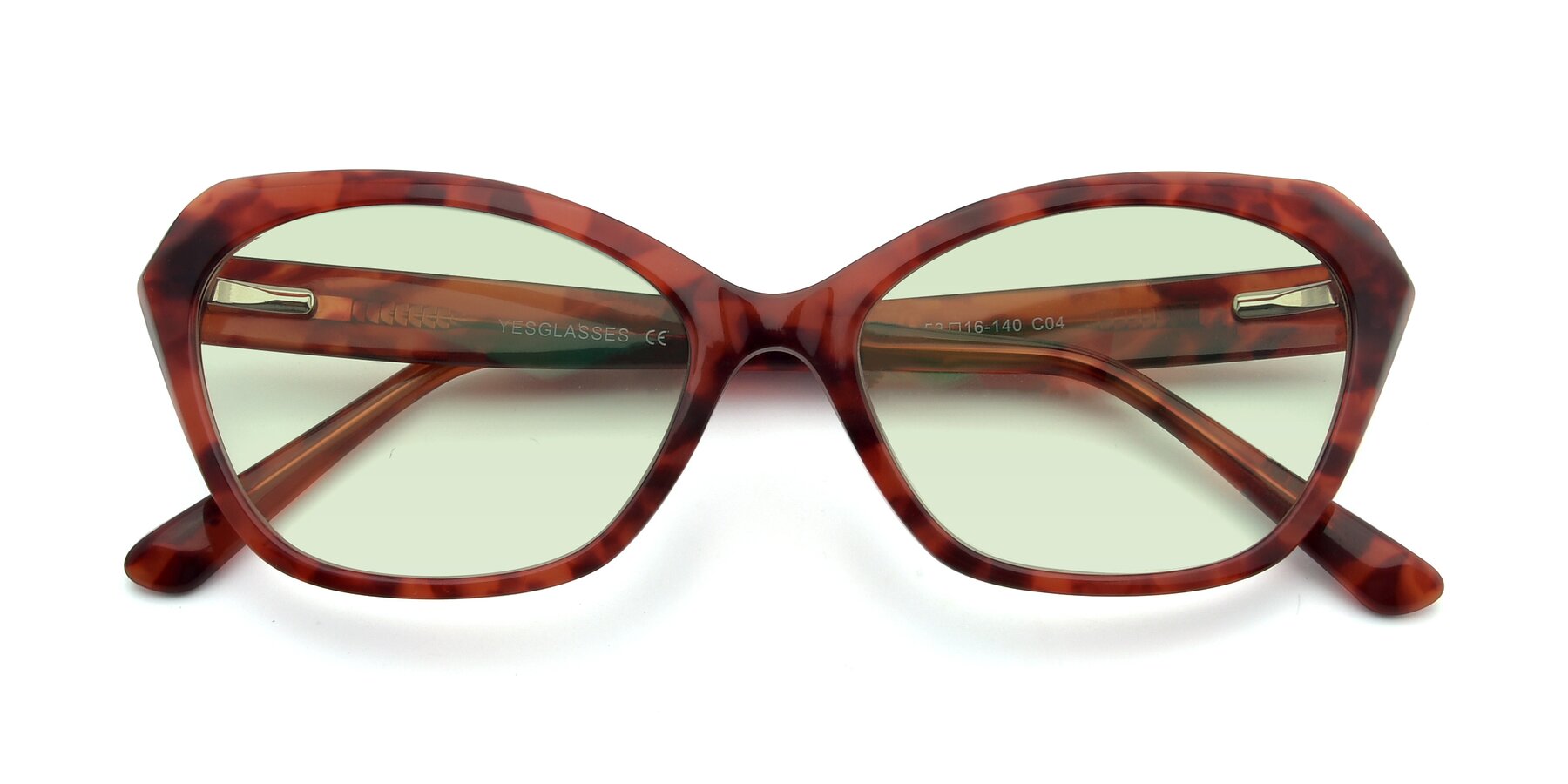 Folded Front of 17351 in Floral Red with Light Green Tinted Lenses