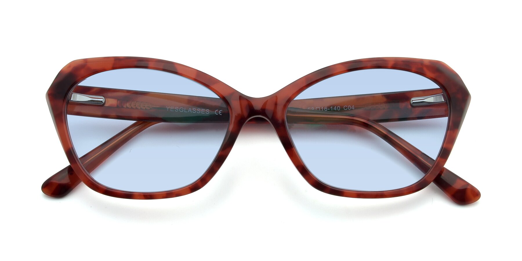 Folded Front of 17351 in Floral Red with Light Blue Tinted Lenses