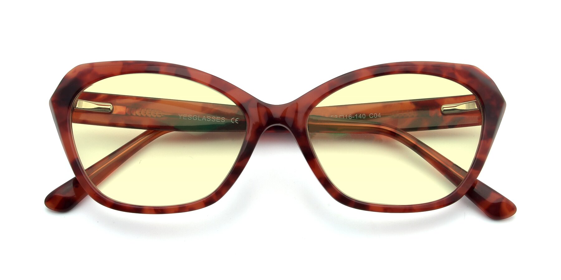 Folded Front of 17351 in Floral Red with Light Yellow Tinted Lenses