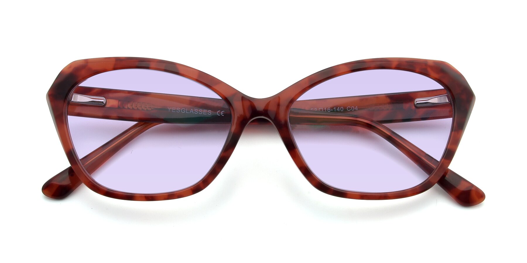 Folded Front of 17351 in Floral Red with Light Purple Tinted Lenses