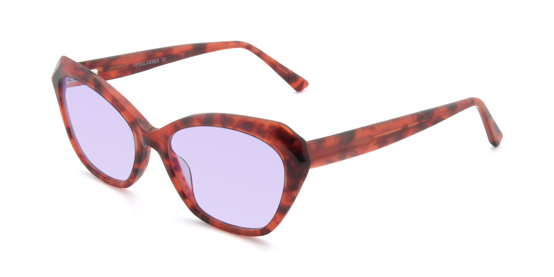 Angle of 17351 in Floral Red with Light Purple Tinted Lenses