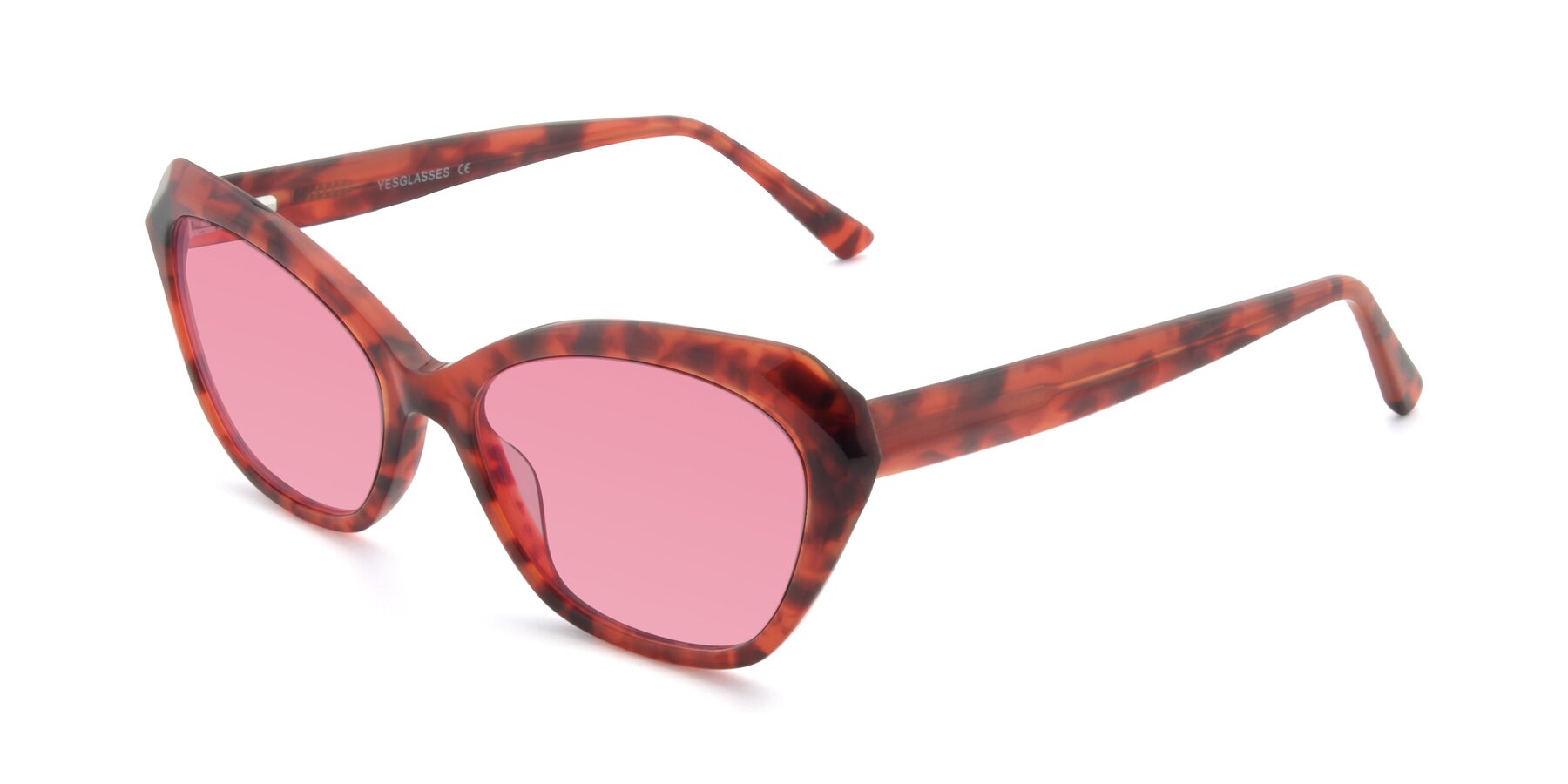 Angle of 17351 in Floral Red with Pink Tinted Lenses