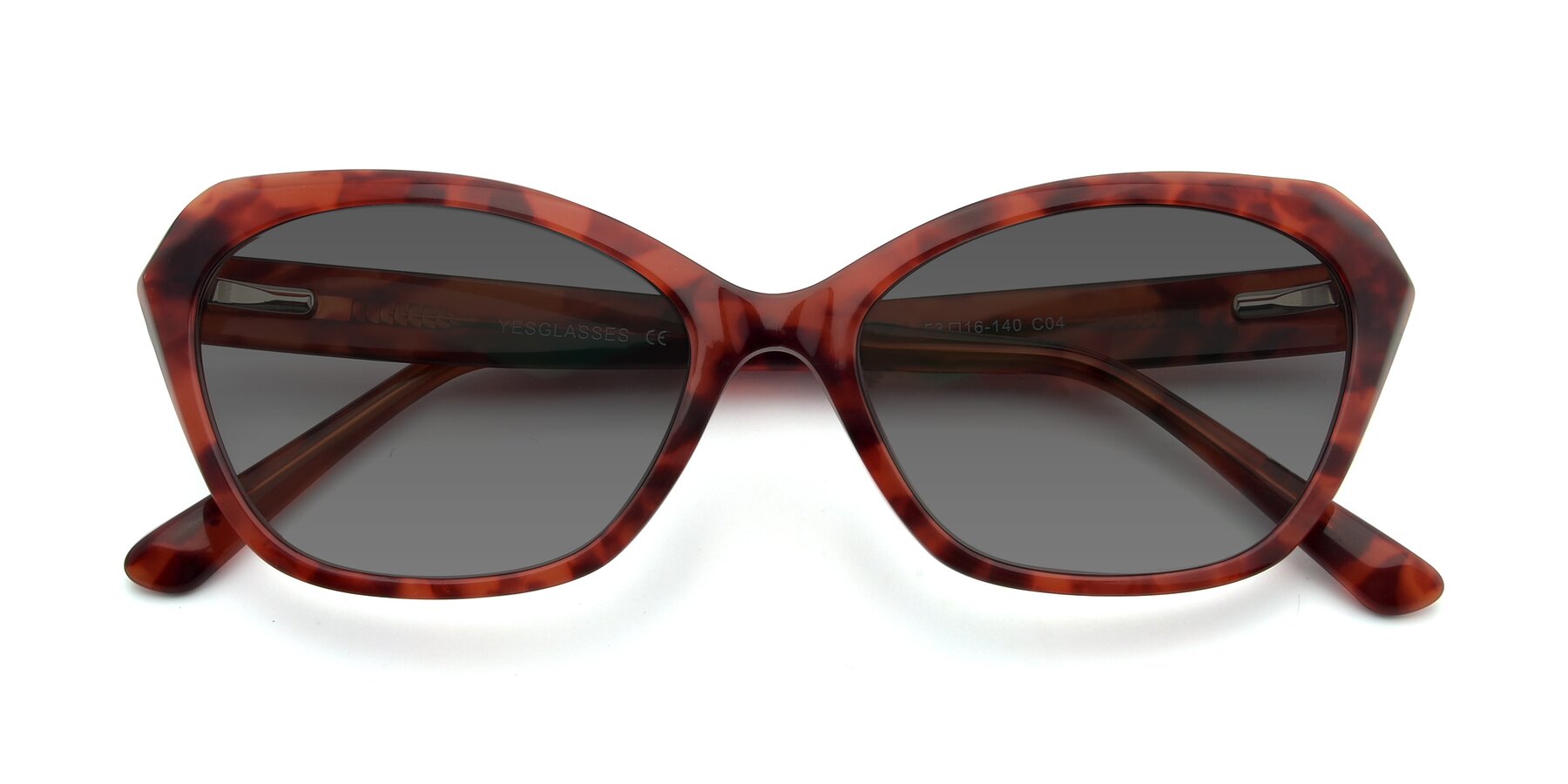 Folded Front of 17351 in Floral Red with Medium Gray Tinted Lenses