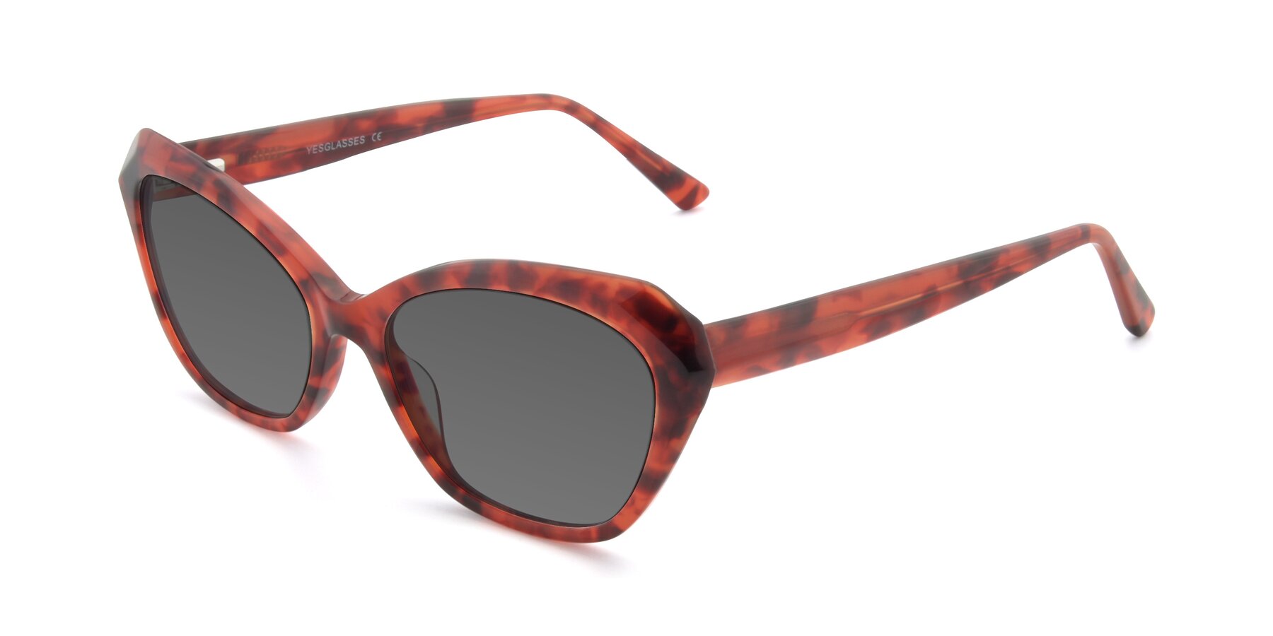 Angle of 17351 in Floral Red with Medium Gray Tinted Lenses