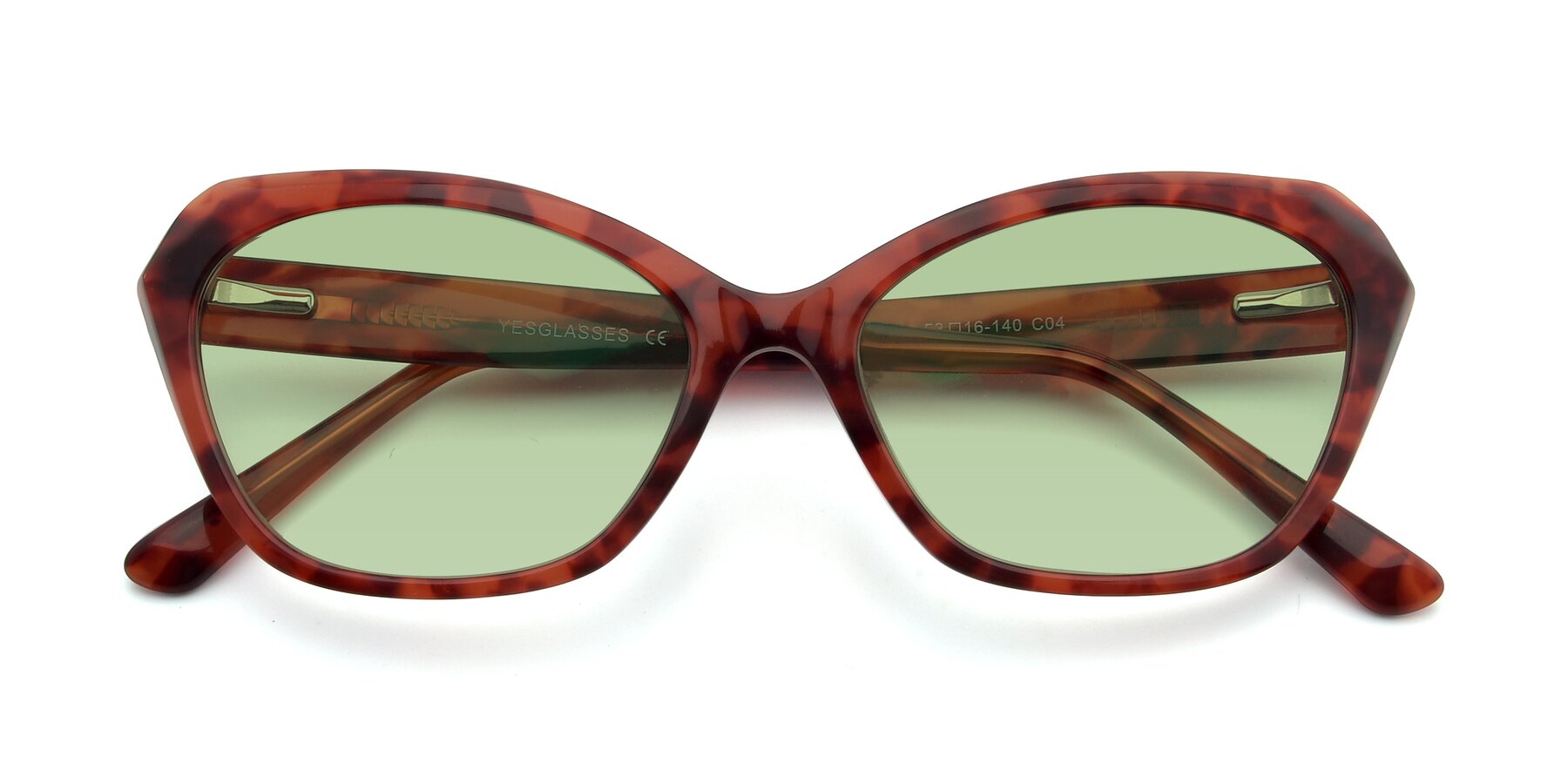 Folded Front of 17351 in Floral Red with Medium Green Tinted Lenses