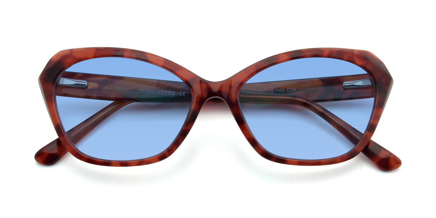 Folded Front of 17351 in Floral Red with Medium Blue Tinted Lenses